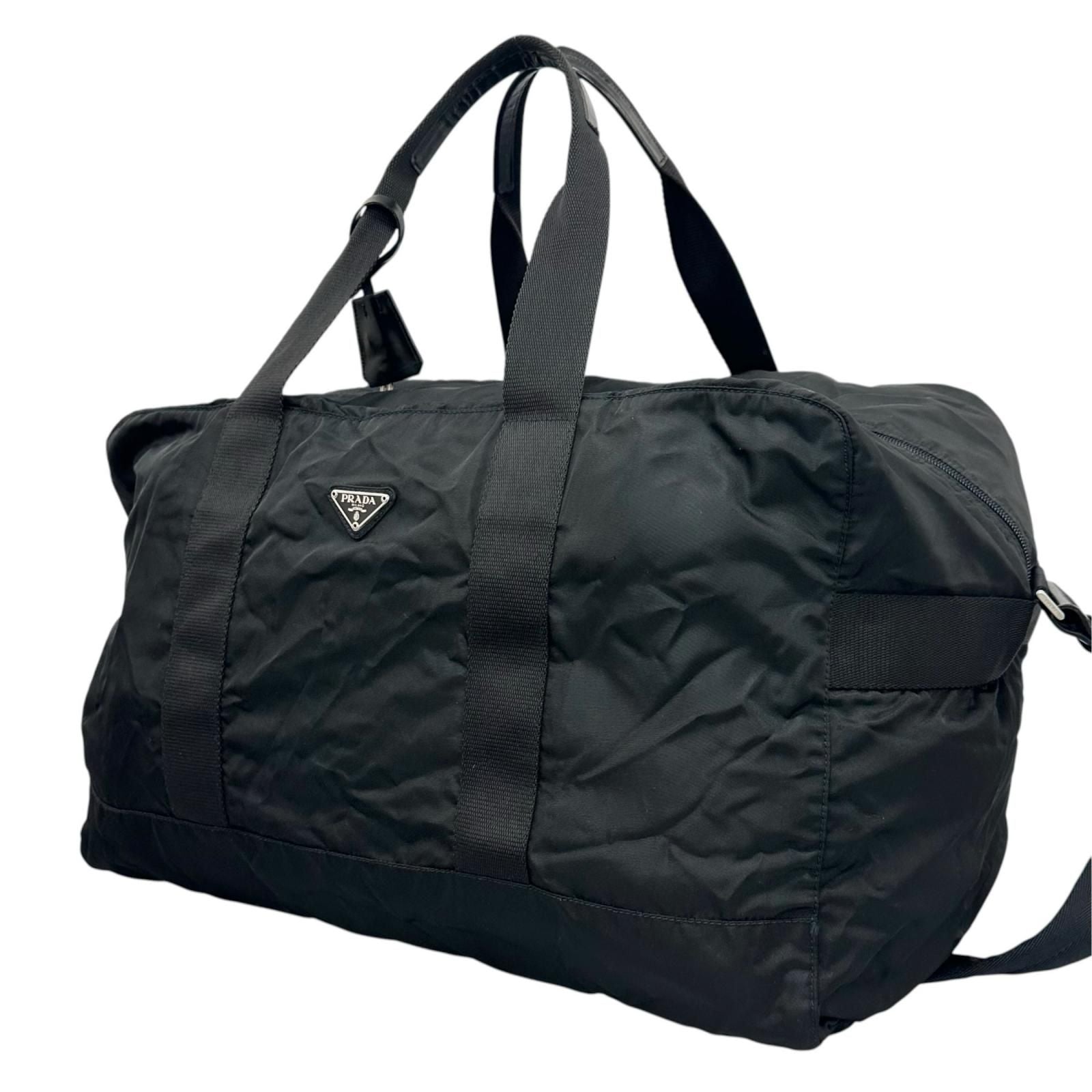 Prada Triangle Logo Boston Bag Nylon Black — view 2