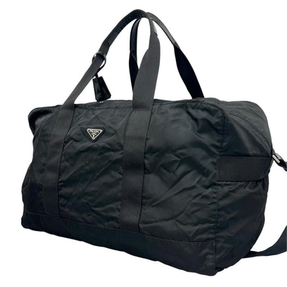 Prada Triangle Logo Boston Bag Nylon Black — view 2