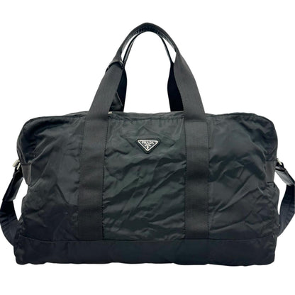 Prada Triangle Logo Boston Bag Nylon Black