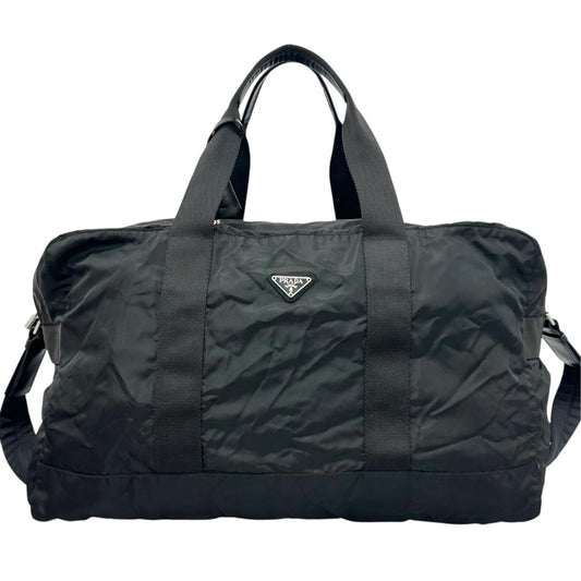 Prada Triangle Logo Boston Bag Nylon Black