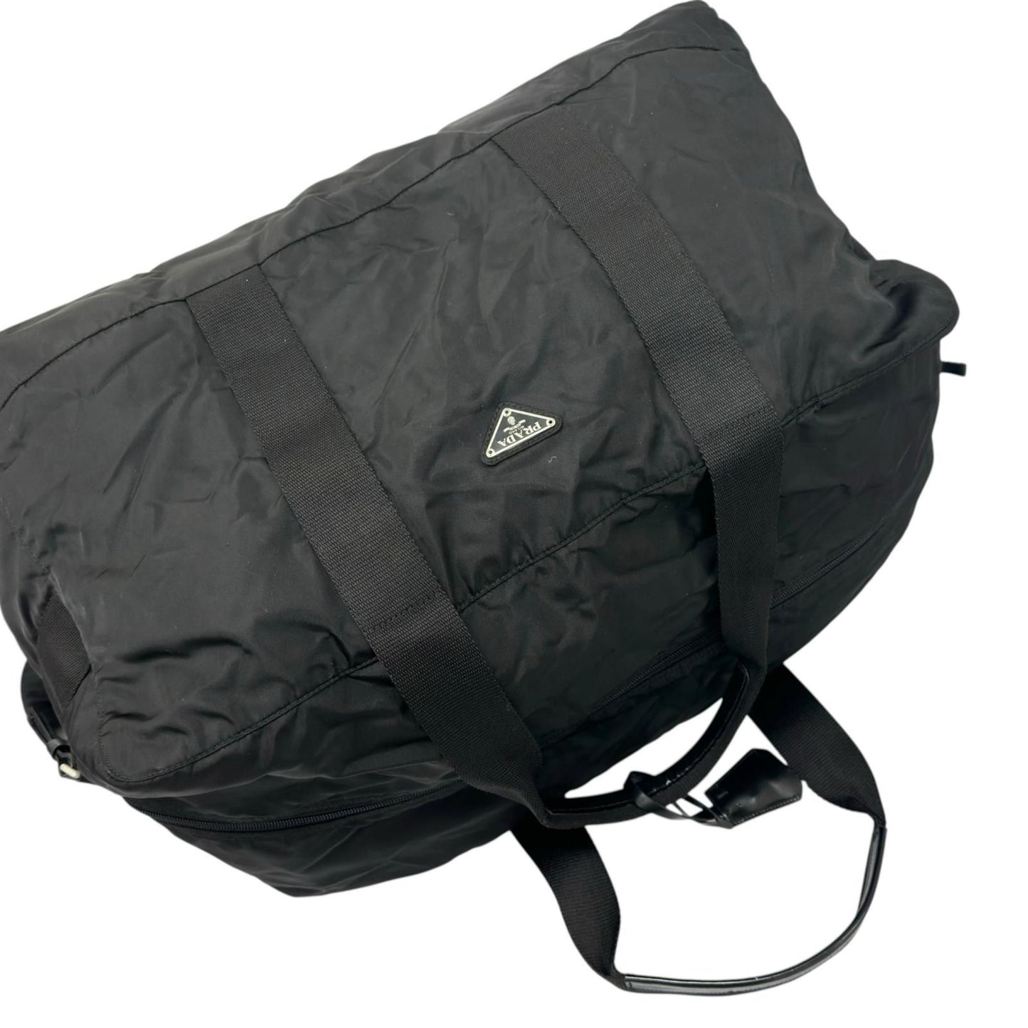 Prada Triangle Logo Boston Bag Nylon Black — view 5
