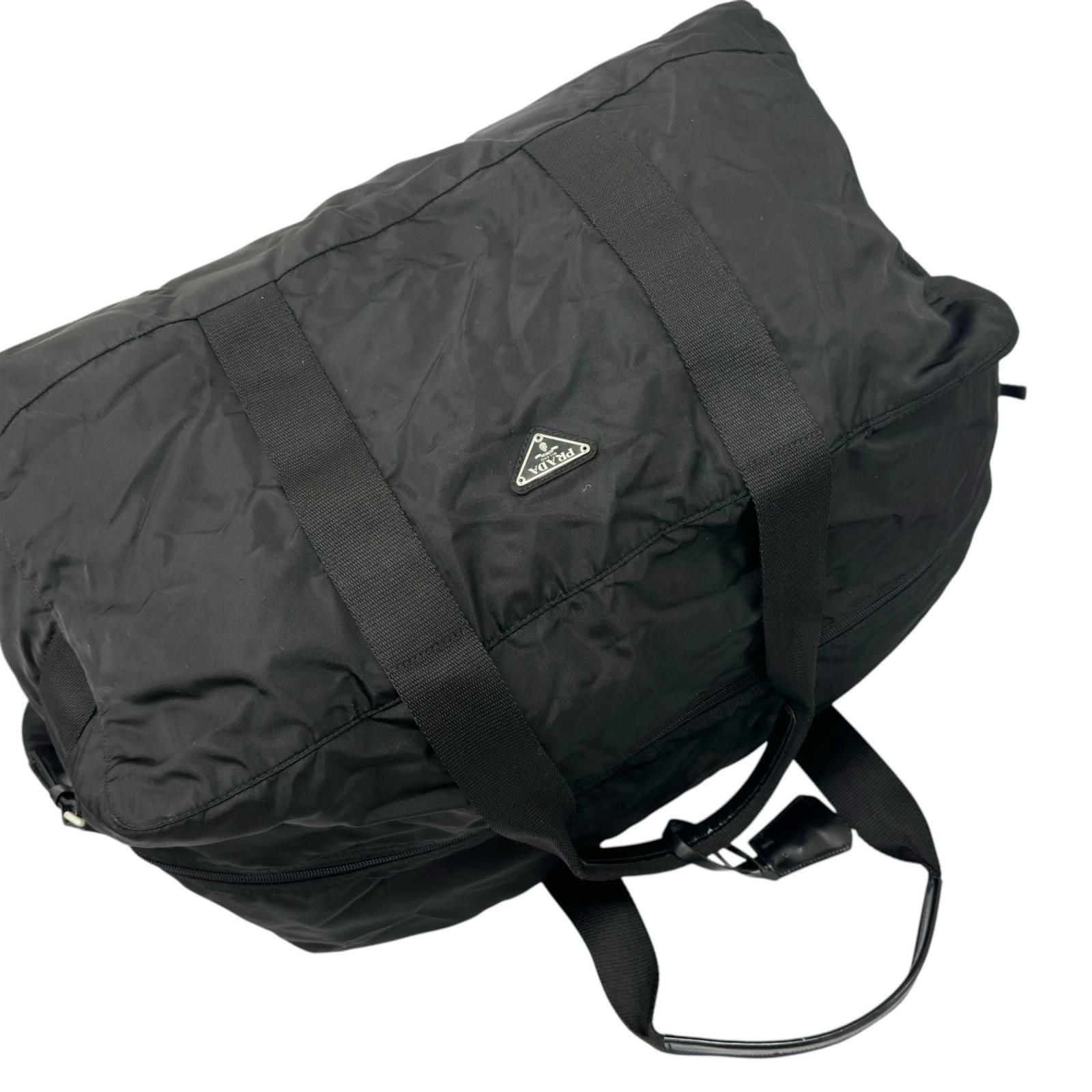 Prada Triangle Logo Boston Bag Nylon Black — view 5
