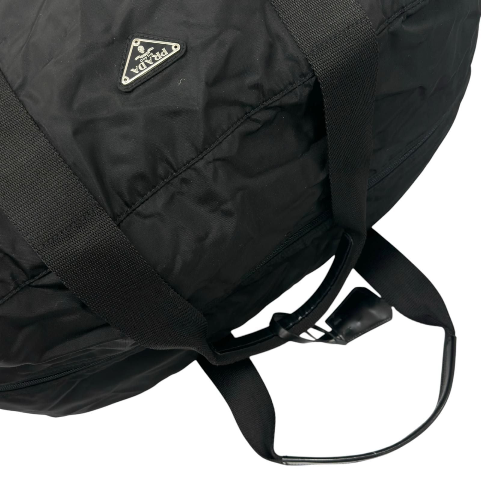 Prada Triangle Logo Boston Bag Nylon Black — view 6