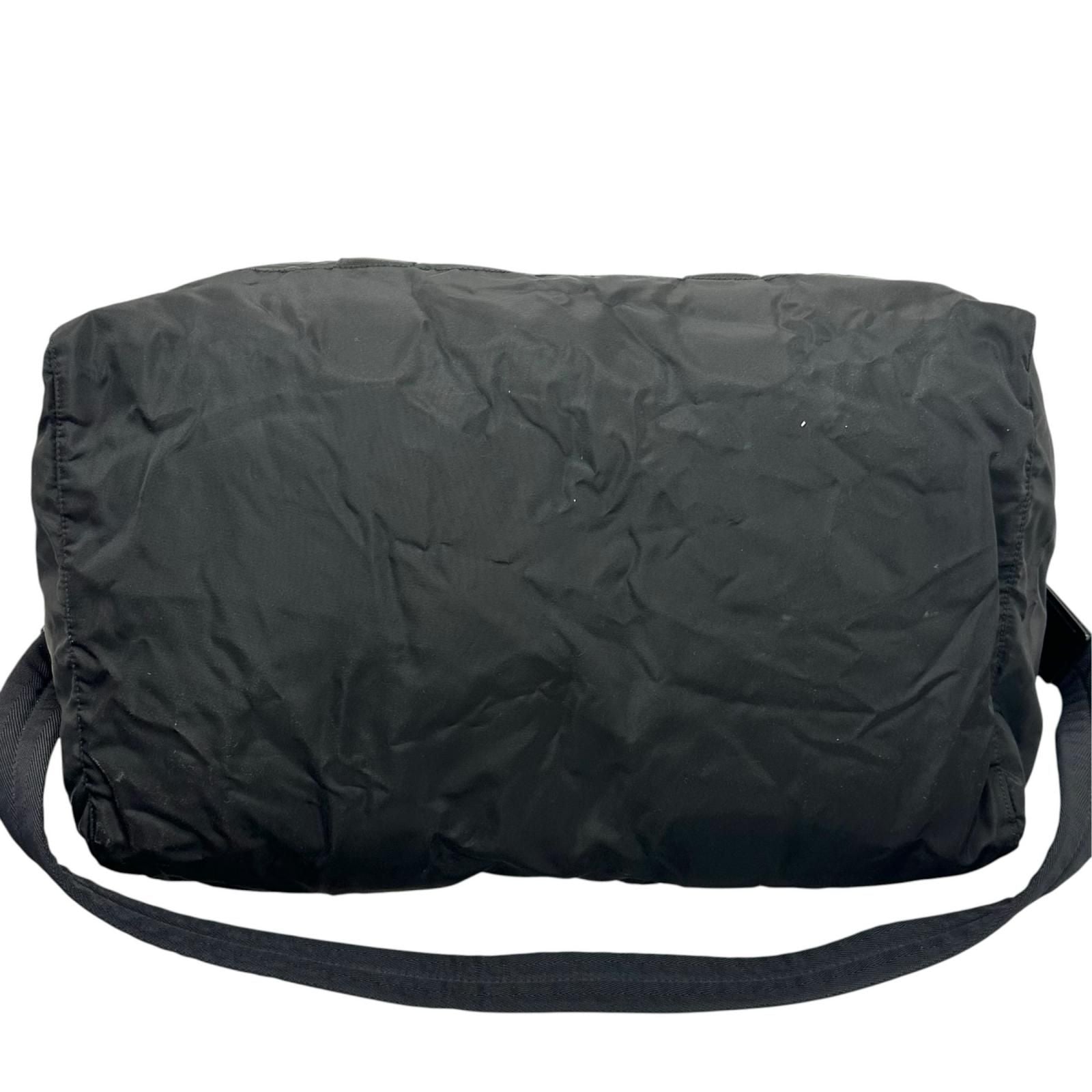 Prada Triangle Logo Boston Bag Nylon Black — view 4