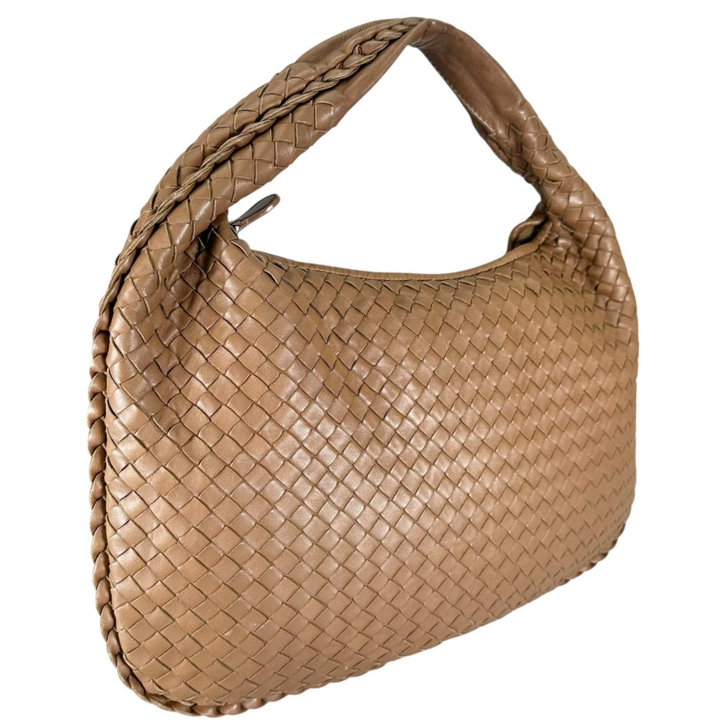 Bottega Veneta Hobo Intrecciato Handbag Lambskin Brown — view 3