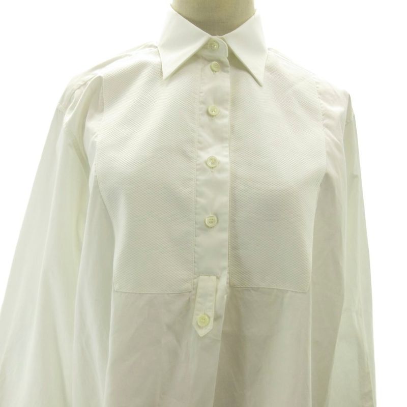 Celine Phoebe Philo Era Tuxedo Shirt Blouse Half Button White 36