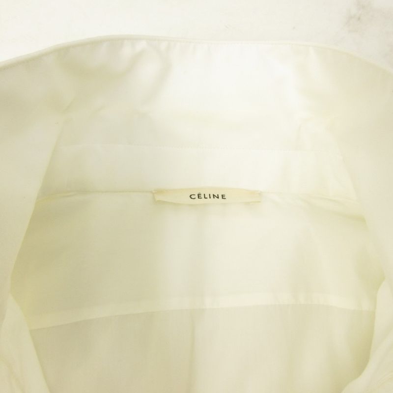 Celine Phoebe Philo Era Tuxedo Shirt Blouse Half Button White 36