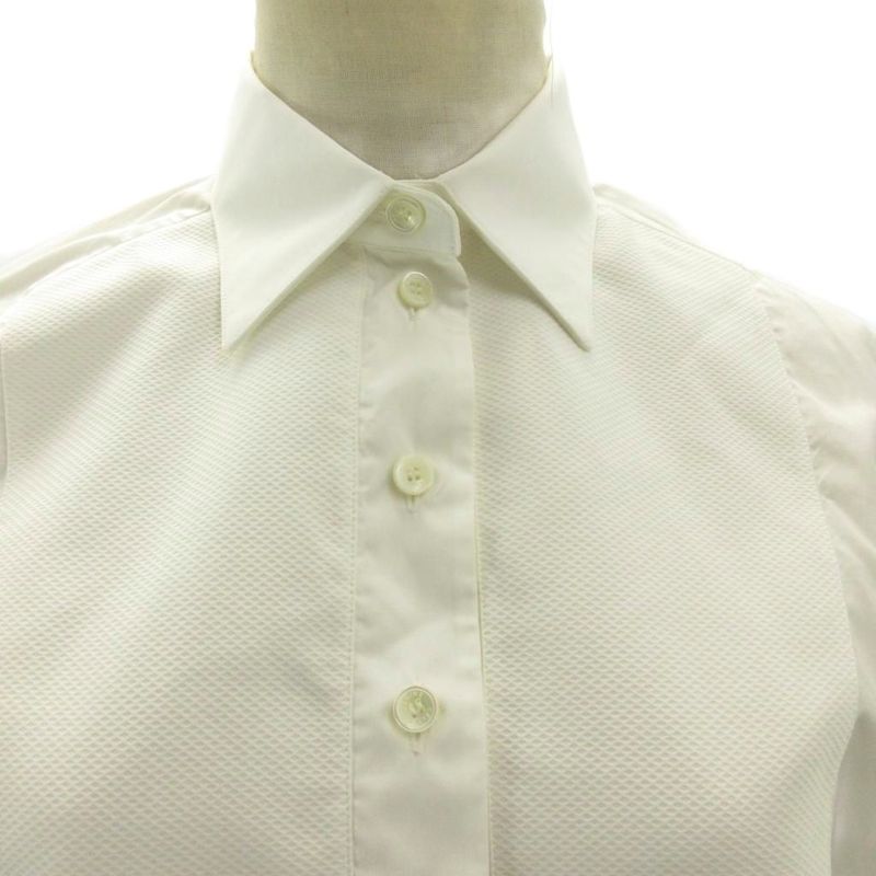 Celine Phoebe Philo Era Tuxedo Shirt Blouse Half Button White 36