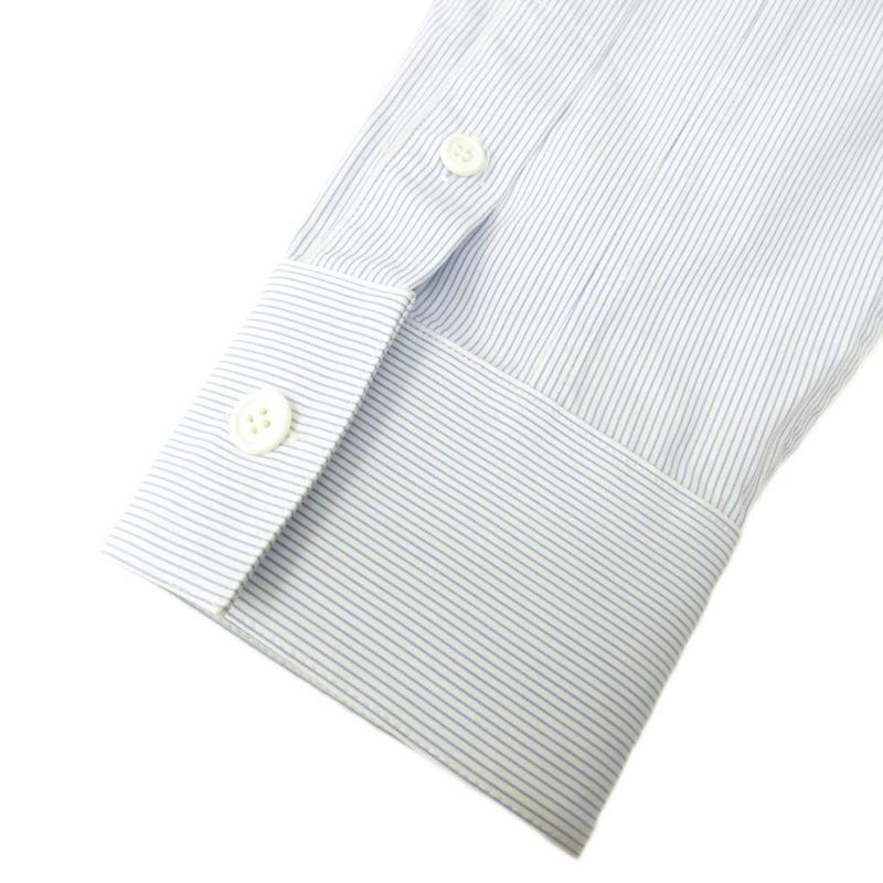Celine Recent Phoebe Philo Era Shirt Blouse Striped Band Collar Blue White 36 S