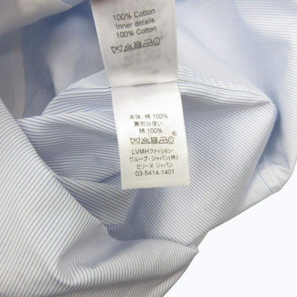 Celine Recent Phoebe Philo Era Shirt Blouse Striped Band Collar Blue White 36 S