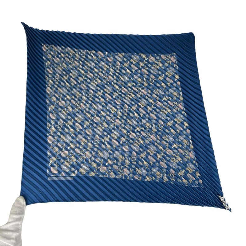Hermes Pleated Silk Scarf Carre Blue
