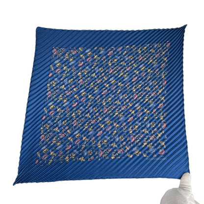 Hermes Pleated Silk Scarf Carre Blue