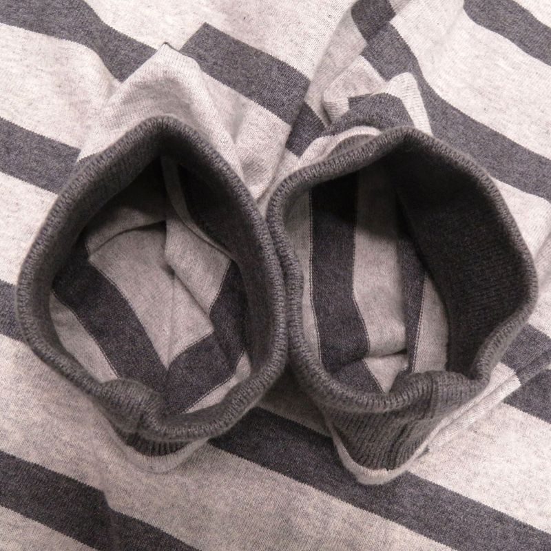 Hermes Mariniere Border Pattern Hooded Sweatshirt Dress 38 Cotton Nylon Gray