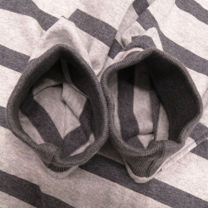 Hermes Mariniere Border Pattern Hooded Sweatshirt Dress 38 Cotton Nylon Gray