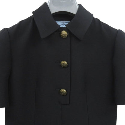 Prada Ffit Tricotine Mini Dress Side Zipper Wool Silk Recycled Cupro Black Gold
