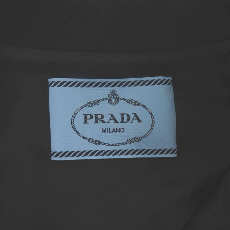 Prada Ffit Tricotine Mini Dress Side Zipper Wool Silk Recycled Cupro Black Gold
