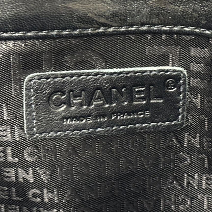 Chanel 2.55 Quilted Shoulder Bag Lambskin Black Silver Turnlock Flap