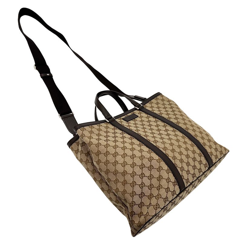 Gucci GG Canvas 2-Way Shoulder Bag Brown Beige A4 Business School Commuting