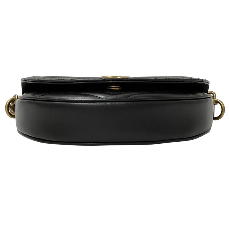 Gucci GG Marmont Shoulder Bag Leather Chain Black Quilted Crossbody Mini
