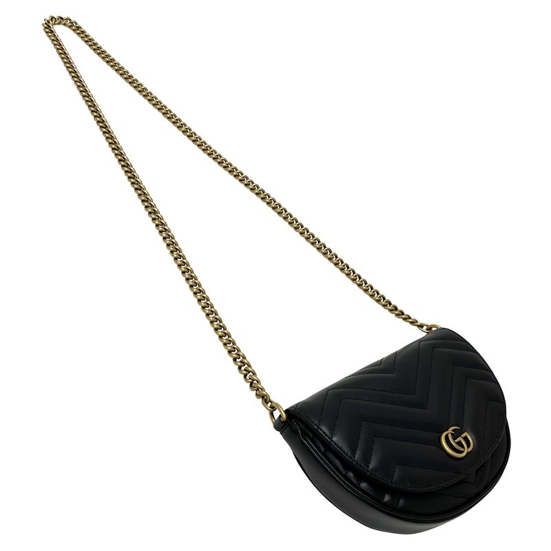 Gucci GG Marmont Shoulder Bag Leather Chain Black Quilted Crossbody Mini