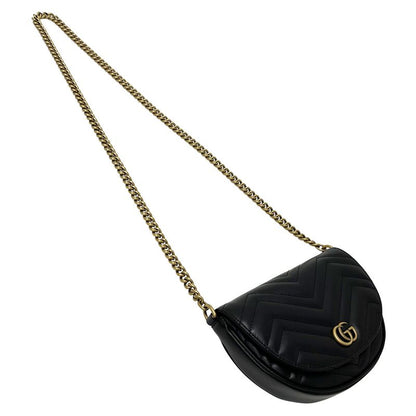 Gucci GG Marmont Shoulder Bag Leather Chain Black Quilted Crossbody Mini