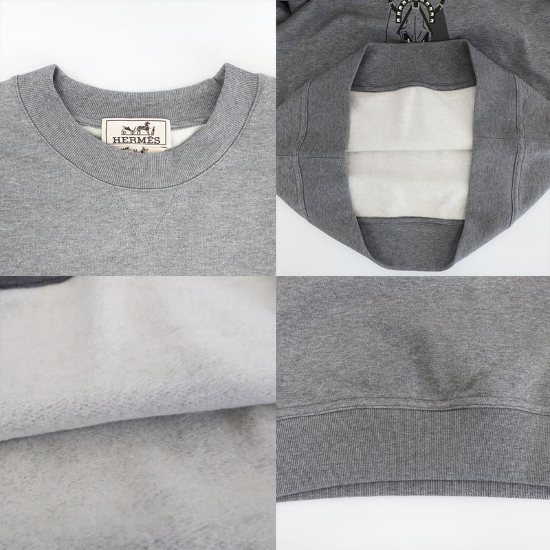 Hermes Crew Neck Sweatshirt Dark Gray M Cotton Long Sleeve Top