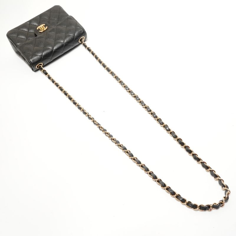 Chanel Shoulder Bag Caviar Leather Mini Quilted