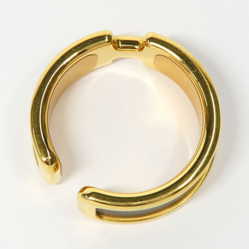 Hermes Olympe GM Black Gold Metal Leather Ring