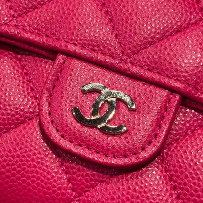 Chanel Quilted Leather Caviar Flap Wallet Bifold Pink