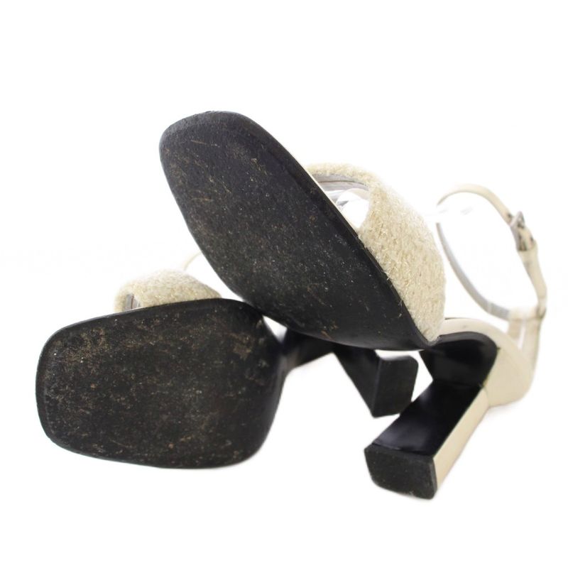 Prada Sandal Strap Satin Square Toe 35.5 Ivory TK