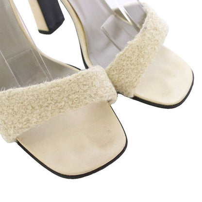 Prada Sandal Strap Satin Square Toe 35.5 Ivory TK