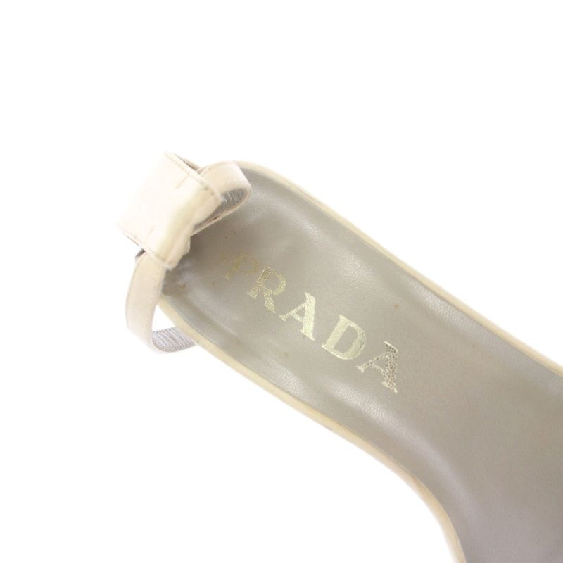 Prada Sandal Strap Satin Square Toe 35.5 Ivory TK