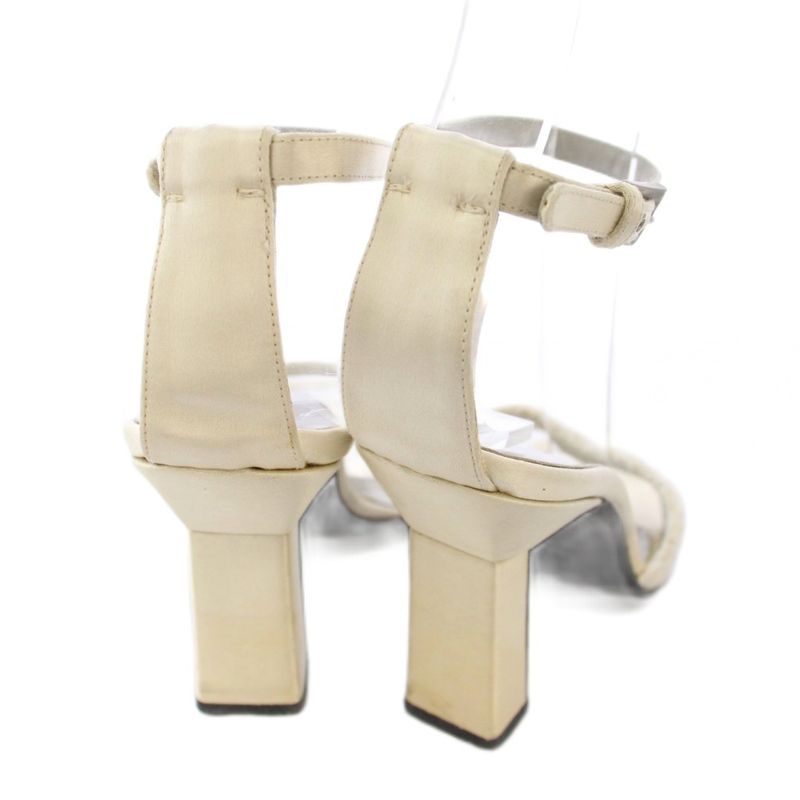 Prada Sandal Strap Satin Square Toe 35.5 Ivory TK