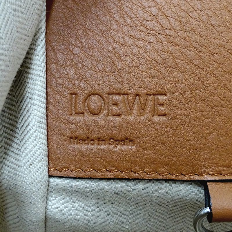 Loewe 2-Way Shoulder Bag Hammock Mini Leather Brown Black White Border