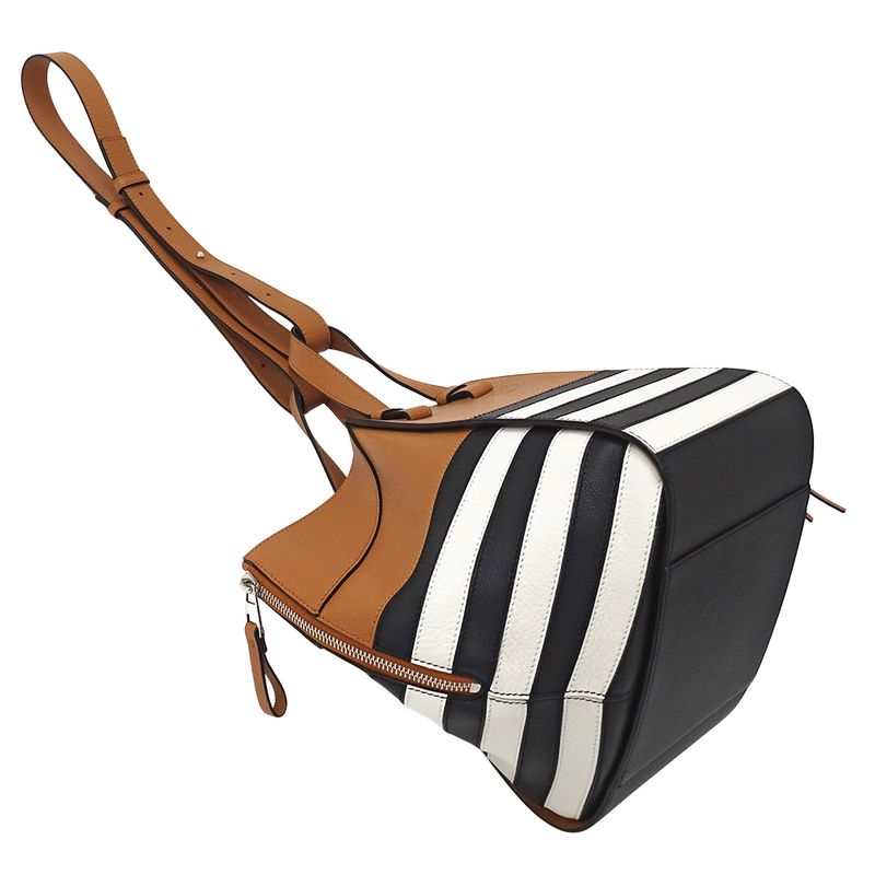 Loewe 2-Way Shoulder Bag Hammock Mini Leather Brown Black White Border