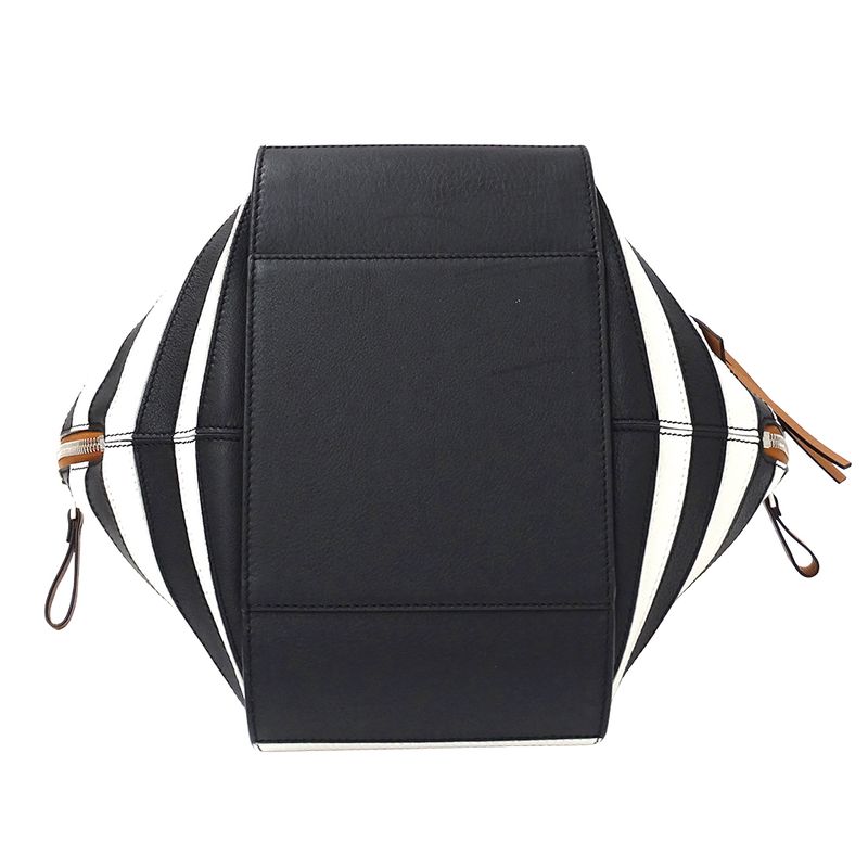 Loewe 2-Way Shoulder Bag Hammock Mini Leather Brown Black White Border