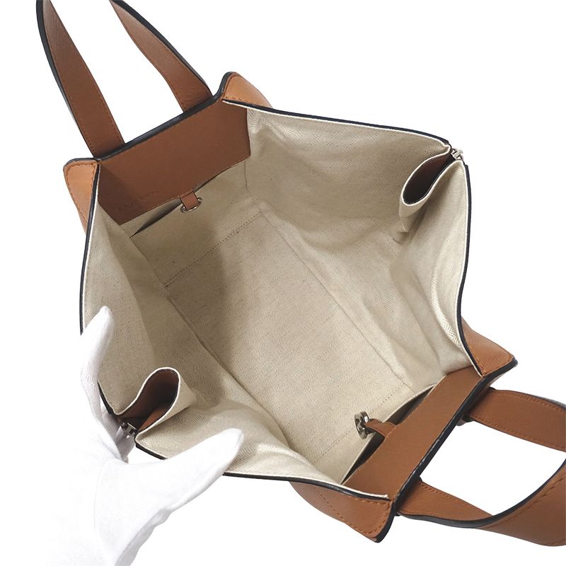 Loewe 2-Way Shoulder Bag Hammock Mini Leather Brown Black White Border