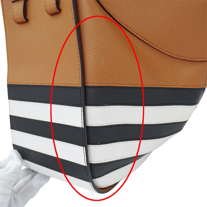 Loewe 2-Way Shoulder Bag Hammock Mini Leather Brown Black White Border