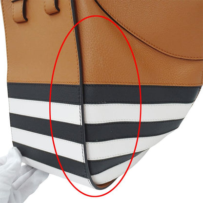 Loewe 2-Way Shoulder Bag Hammock Mini Leather Brown Black White Border
