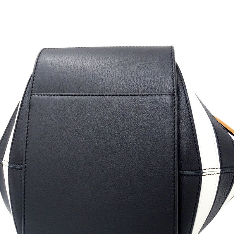 Loewe 2-Way Shoulder Bag Hammock Mini Leather Brown Black White Border