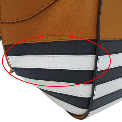 Loewe 2-Way Shoulder Bag Hammock Mini Leather Brown Black White Border