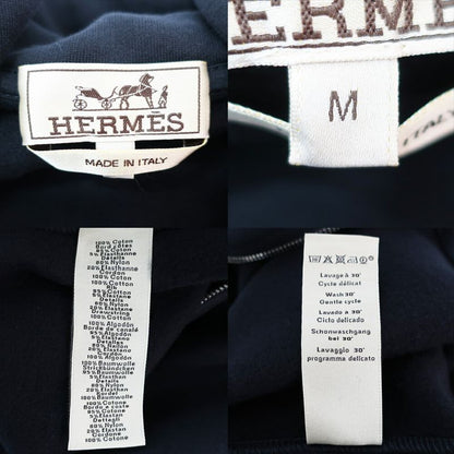 Hermes Hooded Zip Hoodie Black White Side Line M Cotton Nylon Long Sleeve