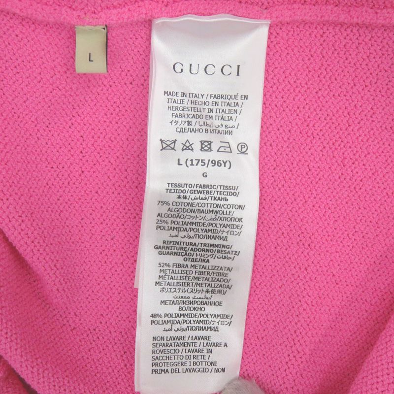 Gucci Sleeveless Knit Dress L Cotton Nylon Pink Gold