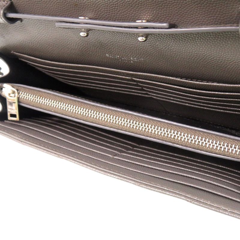 Saint Laurent Paris Cassandra Leather Gray Shoulder Bag Chain Wallet