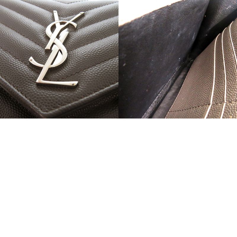 Saint Laurent Paris Cassandra Leather Gray Shoulder Bag Chain Wallet