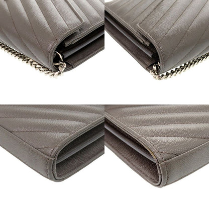 Saint Laurent Paris Cassandra Leather Gray Shoulder Bag Chain Wallet