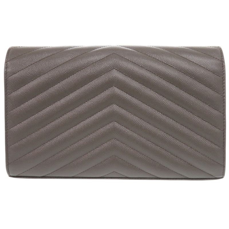 Saint Laurent Paris Cassandra Leather Gray Shoulder Bag Chain Wallet
