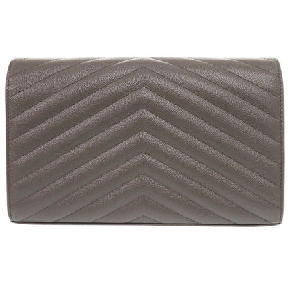 Saint Laurent Paris Cassandra Leather Gray Shoulder Bag Chain Wallet