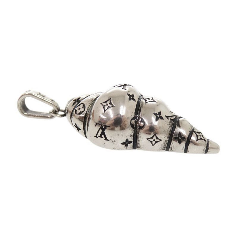 Louis Vuitton Charm LV Croissant Metal Silver Pendant Top