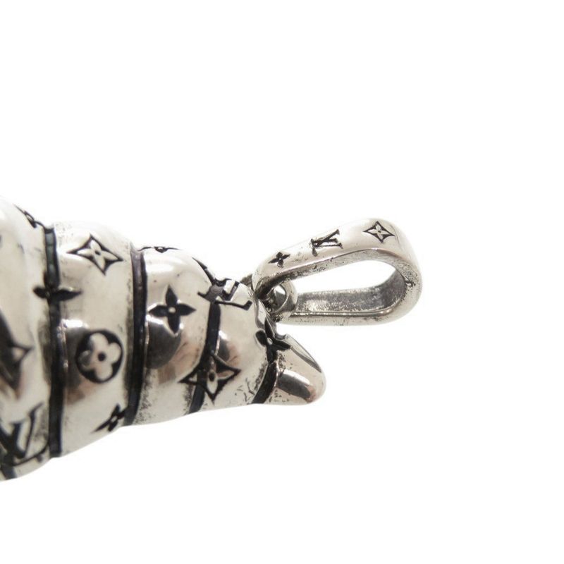 Louis Vuitton Charm LV Croissant Metal Silver Pendant Top